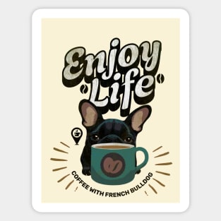 French bulldogs and coffee, cute pet, Frenchie lovers and coffee lover, espresso, coffee addicts or owners, dog lovers Sticker